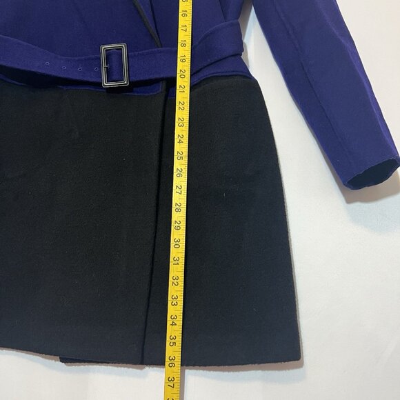 Diane Von Furstenberg Women’s Wool Trench Coat Jacket Size 8 Black Purple Luxury - Picture 10 of 14